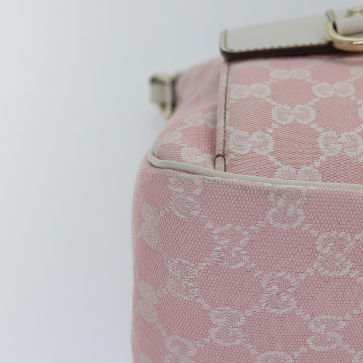 GUCCI GG Canvas Shoulder Bag Pink White Silver 153025 Auth ki4845