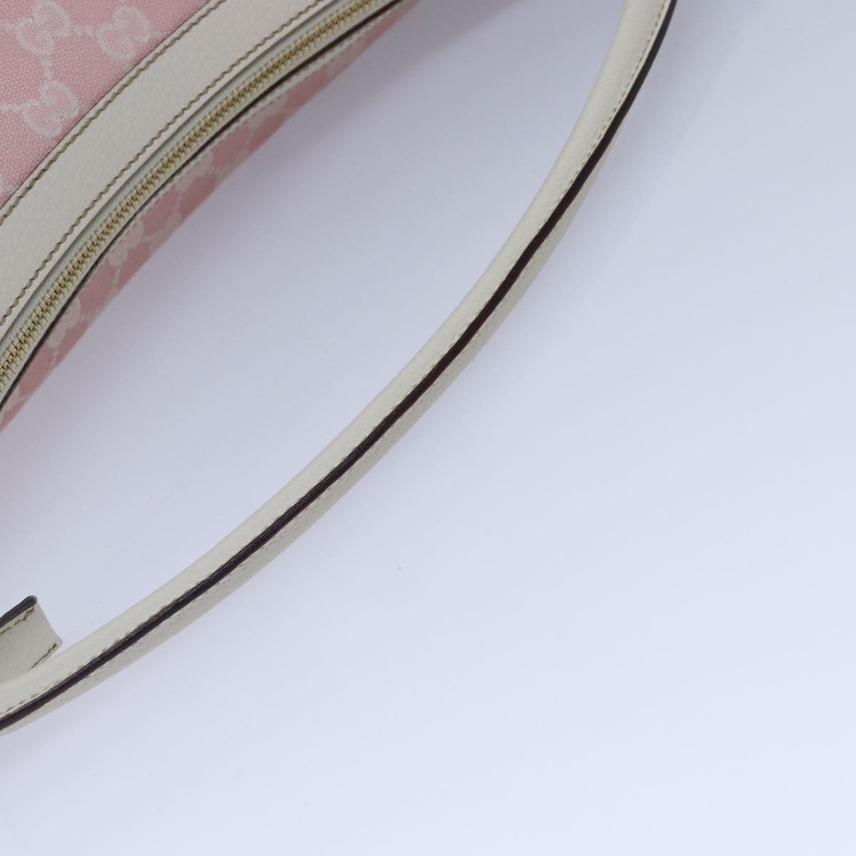 GUCCI GG Canvas Shoulder Bag Pink White Silver 153025 Auth ki4845