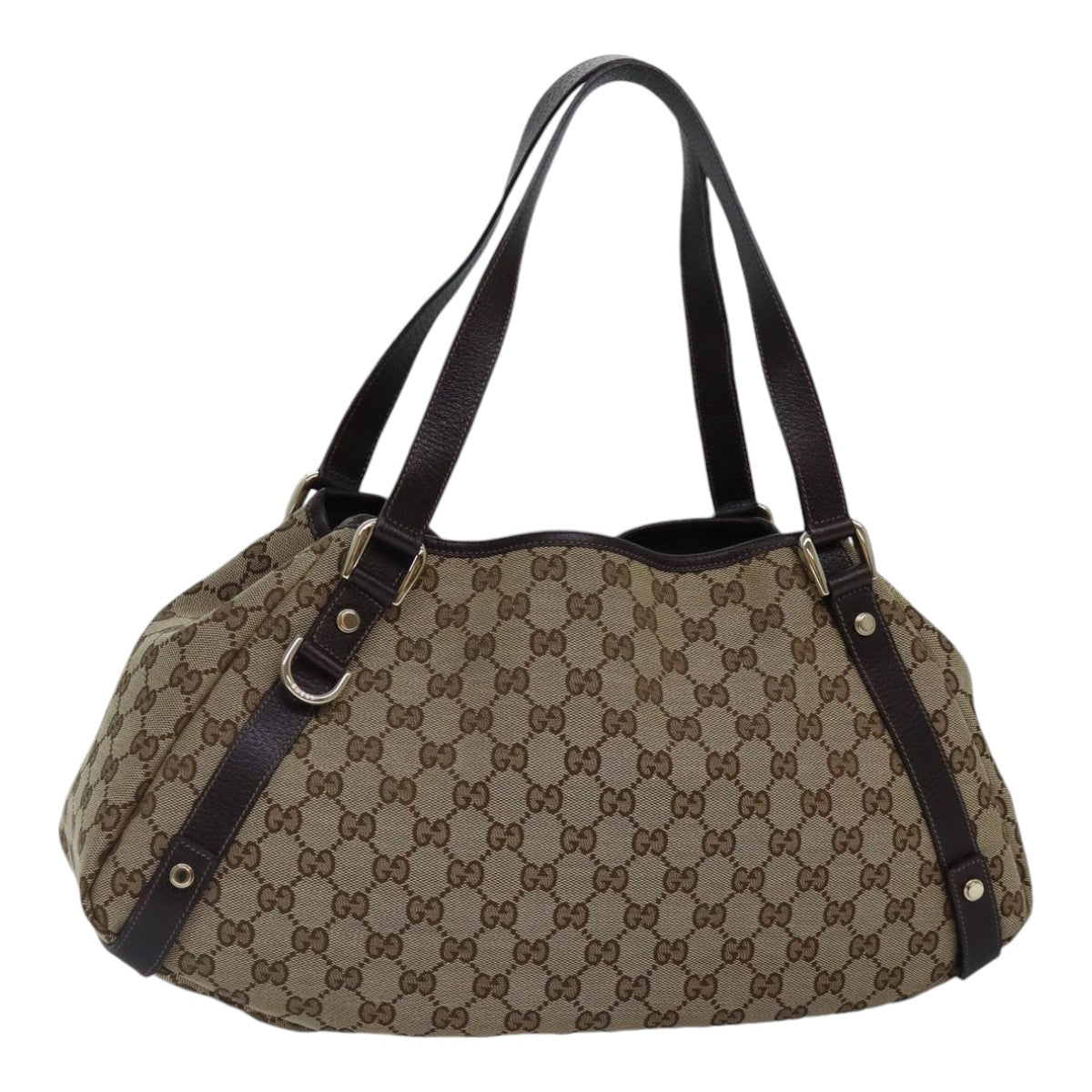 GUCCI GG Canvas Tote Bag Gold Beige 130736 Auth ki4869