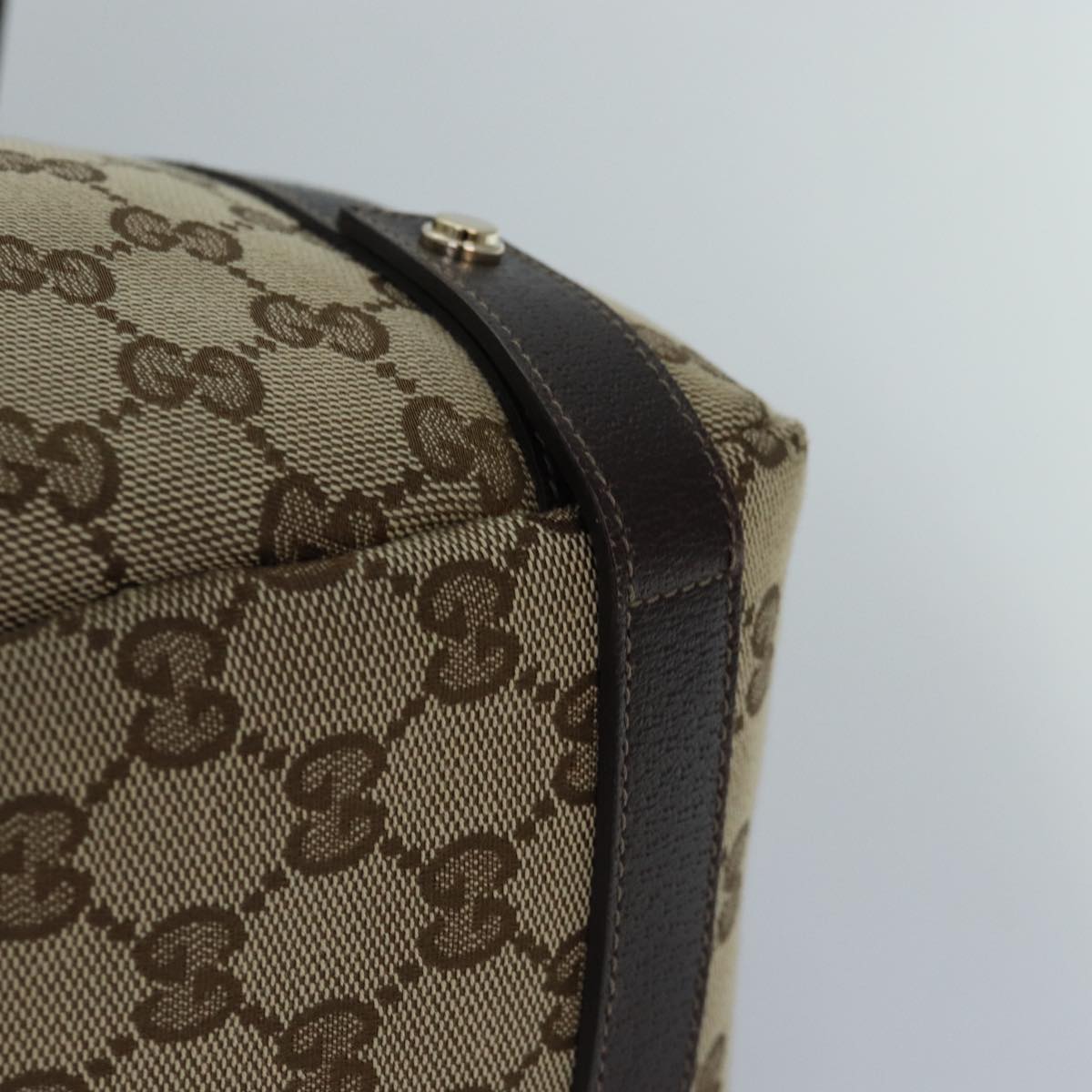 GUCCI GG Canvas Tote Bag Gold Beige 130736 Auth ki4869