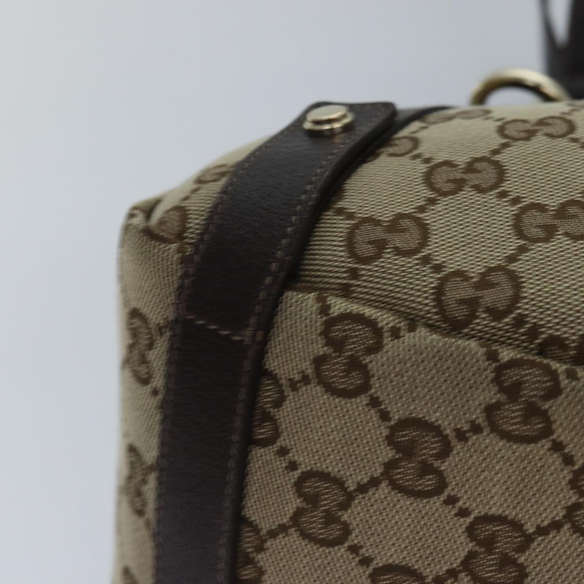 GUCCI GG Canvas Tote Bag Gold Beige 130736 Auth ki4869