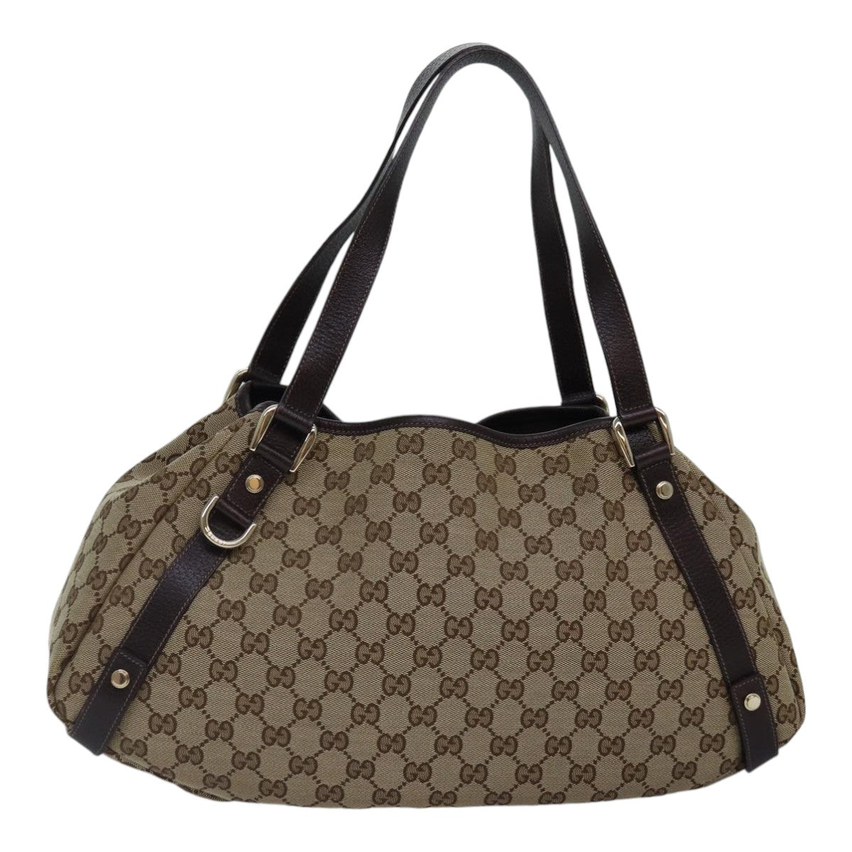 GUCCI GG Canvas Tote Bag Gold Beige 130736 Auth ki4869