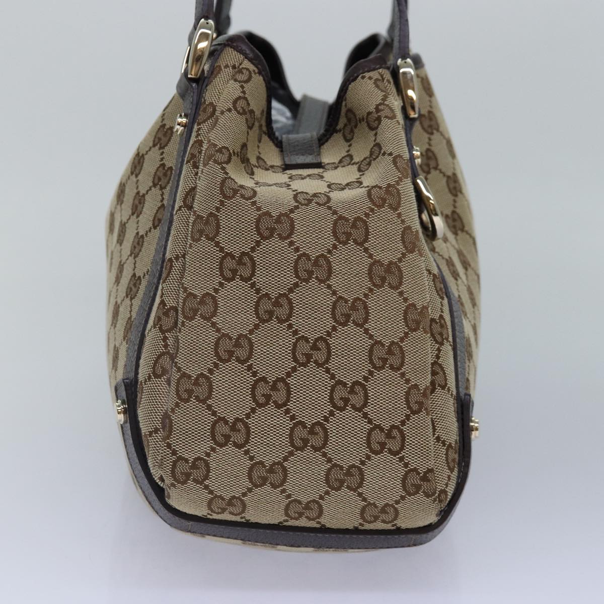 GUCCI GG Canvas Tote Bag Gold Beige 130736 Auth ki4869