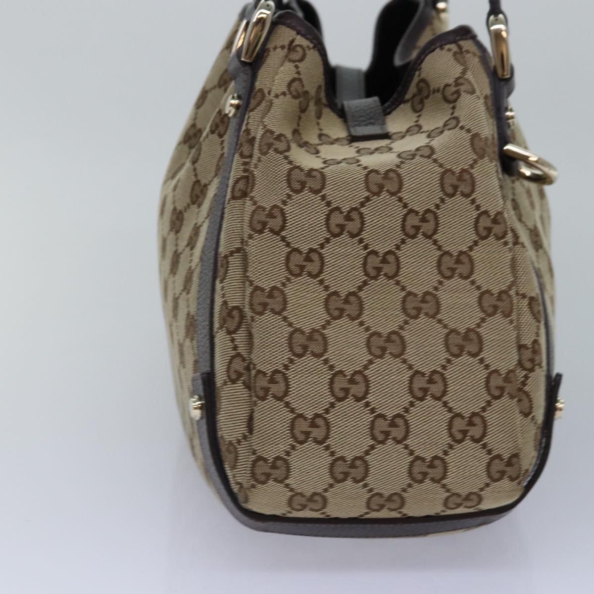 GUCCI GG Canvas Tote Bag Gold Beige 130736 Auth ki4869