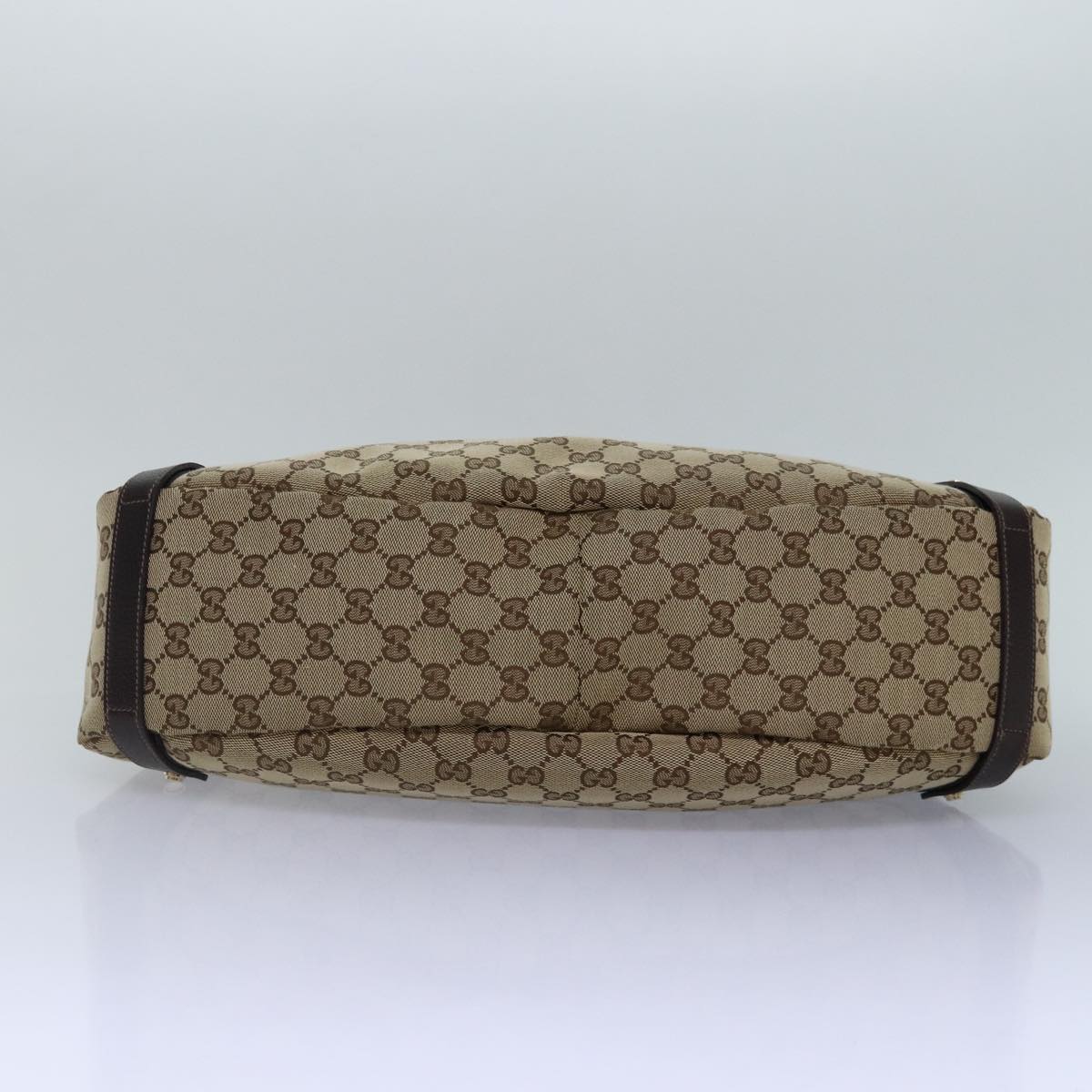 GUCCI GG Canvas Tote Bag Gold Beige 130736 Auth ki4869