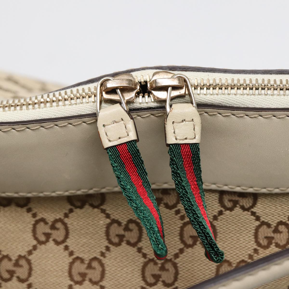 GUCCI GG Canvas Web Sherry Line Tote Bag 2way Red Beige Green 257349 Auth ki4871