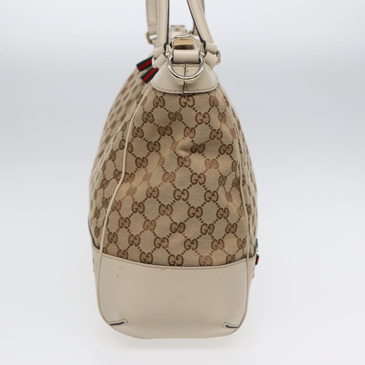 GUCCI GG Canvas Web Sherry Line Tote Bag 2way Red Beige Green 257349 Auth ki4871