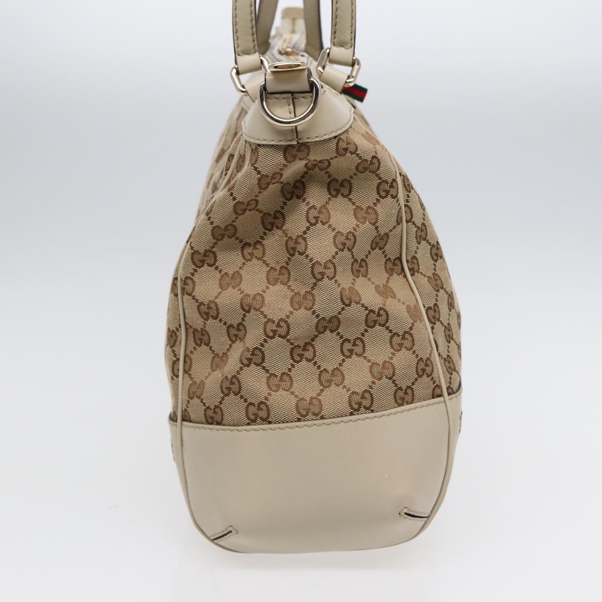 GUCCI GG Canvas Web Sherry Line Tote Bag 2way Red Beige Green 257349 Auth ki4871