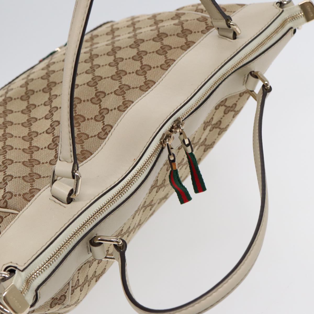 GUCCI GG Canvas Web Sherry Line Tote Bag 2way Red Beige Green 257349 Auth ki4871