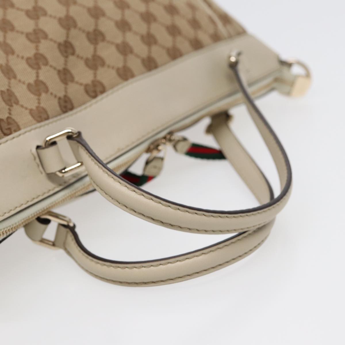 GUCCI GG Canvas Web Sherry Line Tote Bag 2way Red Beige Green 257349 Auth ki4871