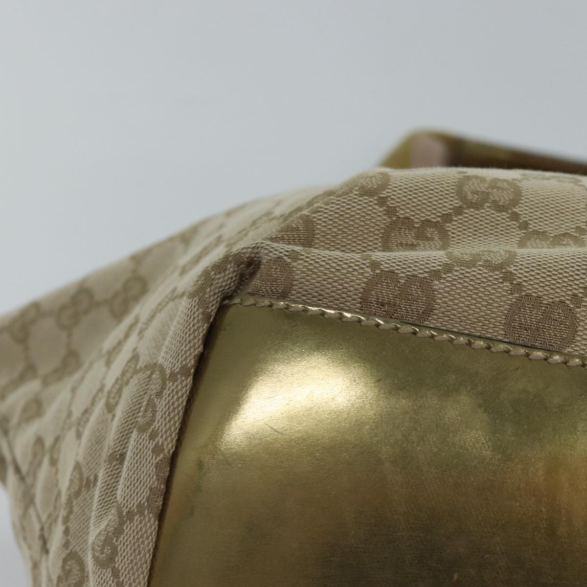 GUCCI GG Canvas Sherry Line Tote Bag Beige Pink gold 131230 Auth ki4879