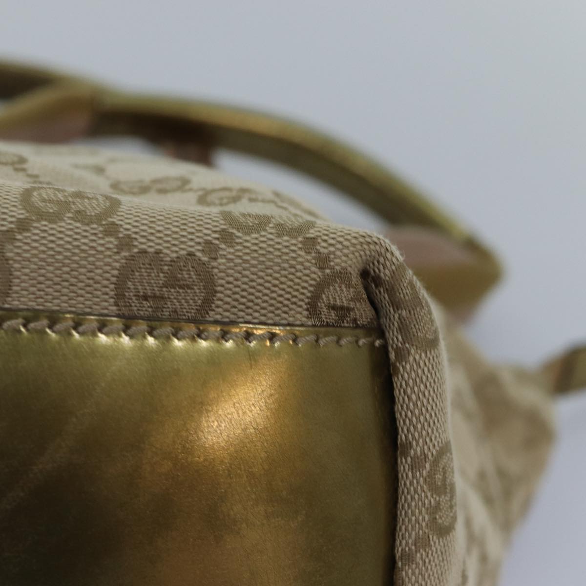 GUCCI GG Canvas Sherry Line Tote Bag Beige Pink gold 131230 Auth ki4879