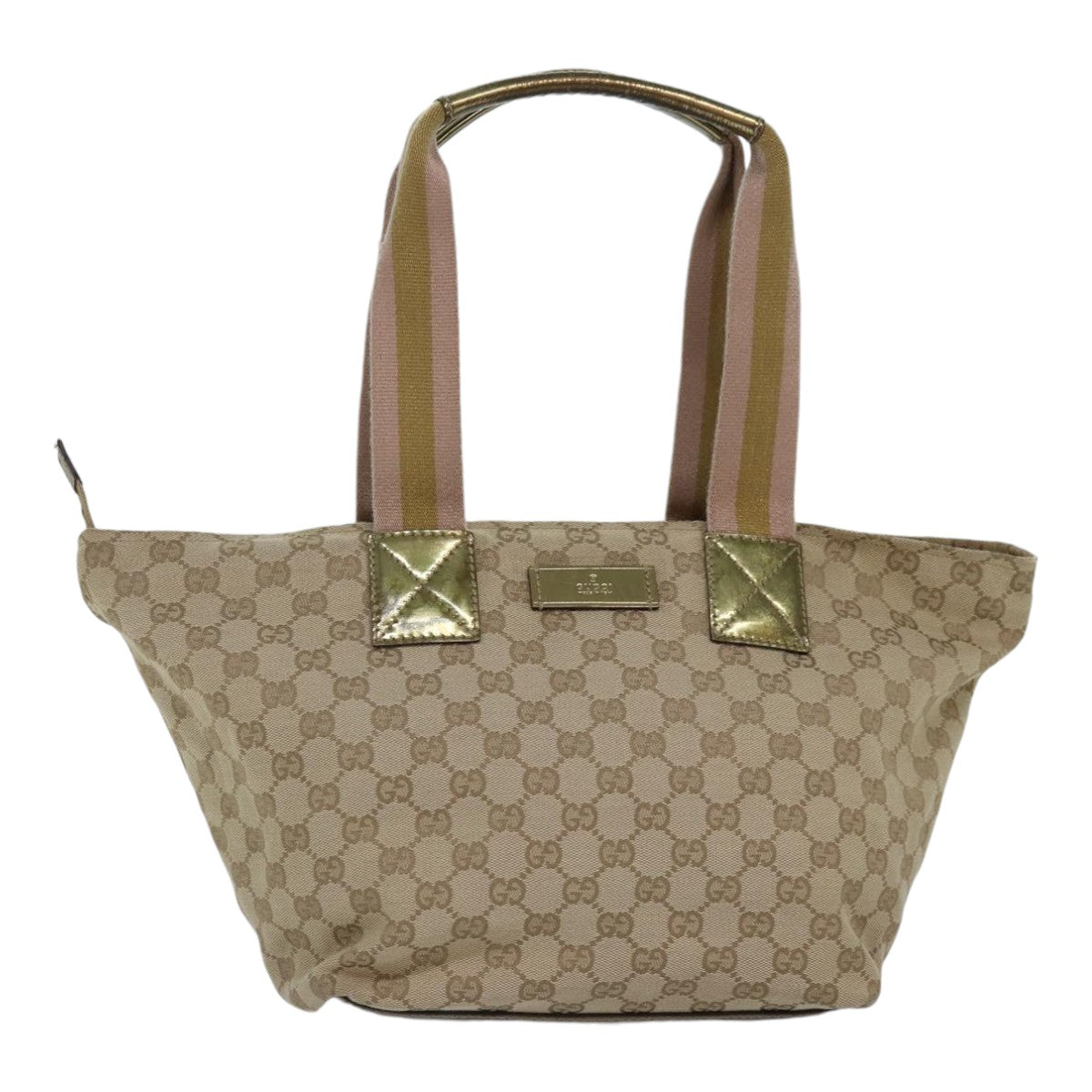 GUCCI GG Canvas Sherry Line Tote Bag Beige Pink gold 131230 Auth ki4879