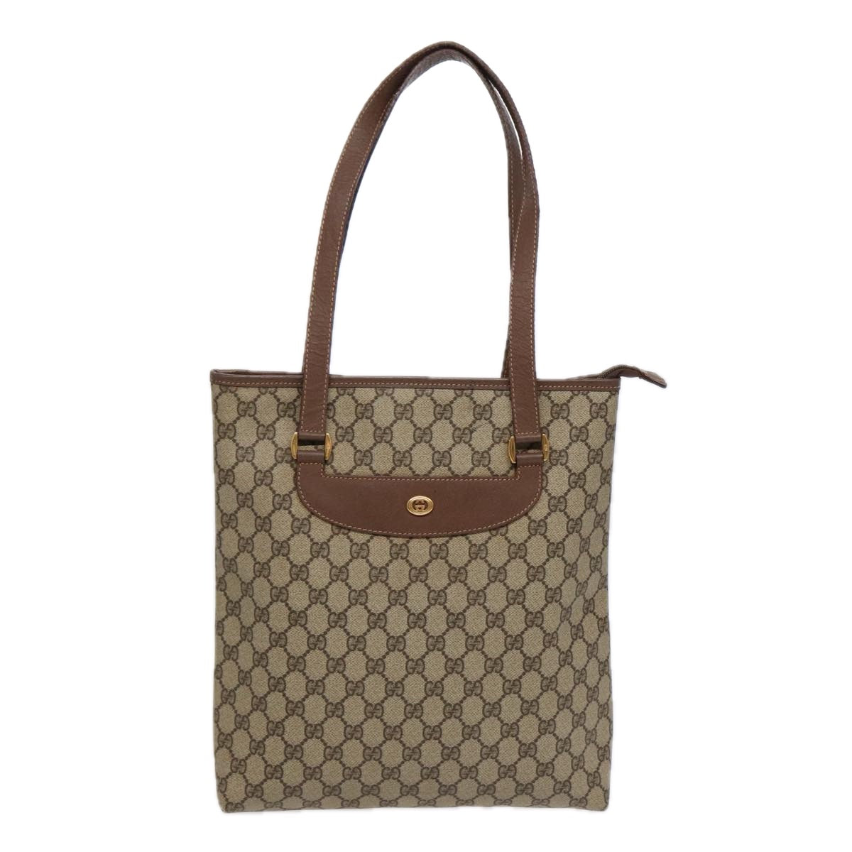 GUCCI GG Supreme Tote Bag PVC Beige Gold 002 615 6130 Auth ki4890