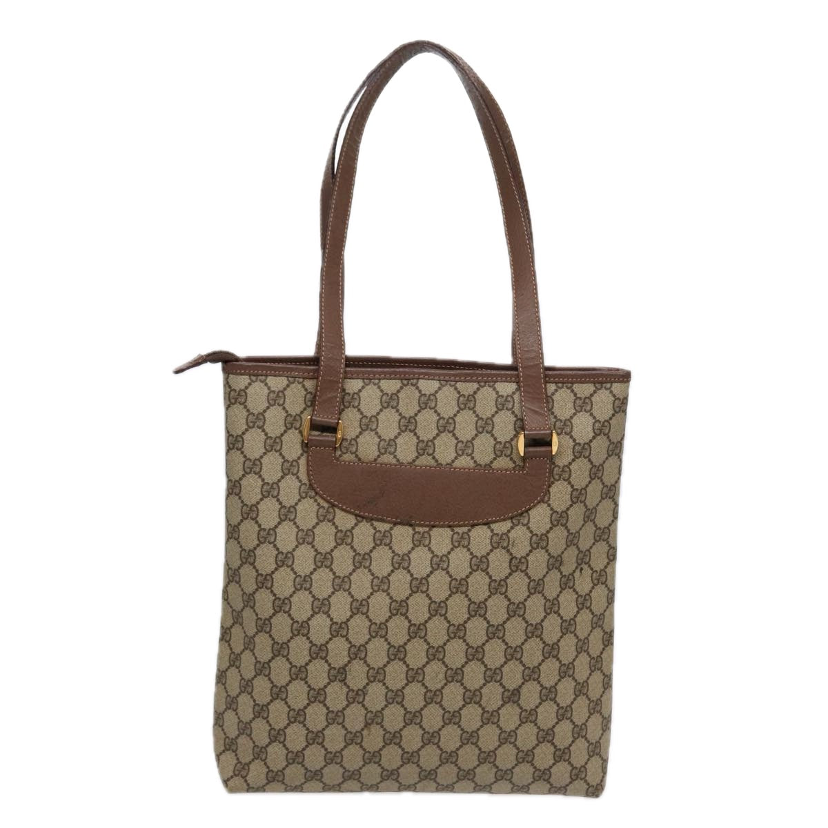 GUCCI GG Supreme Tote Bag PVC Beige Gold 002 615 6130 Auth ki4890