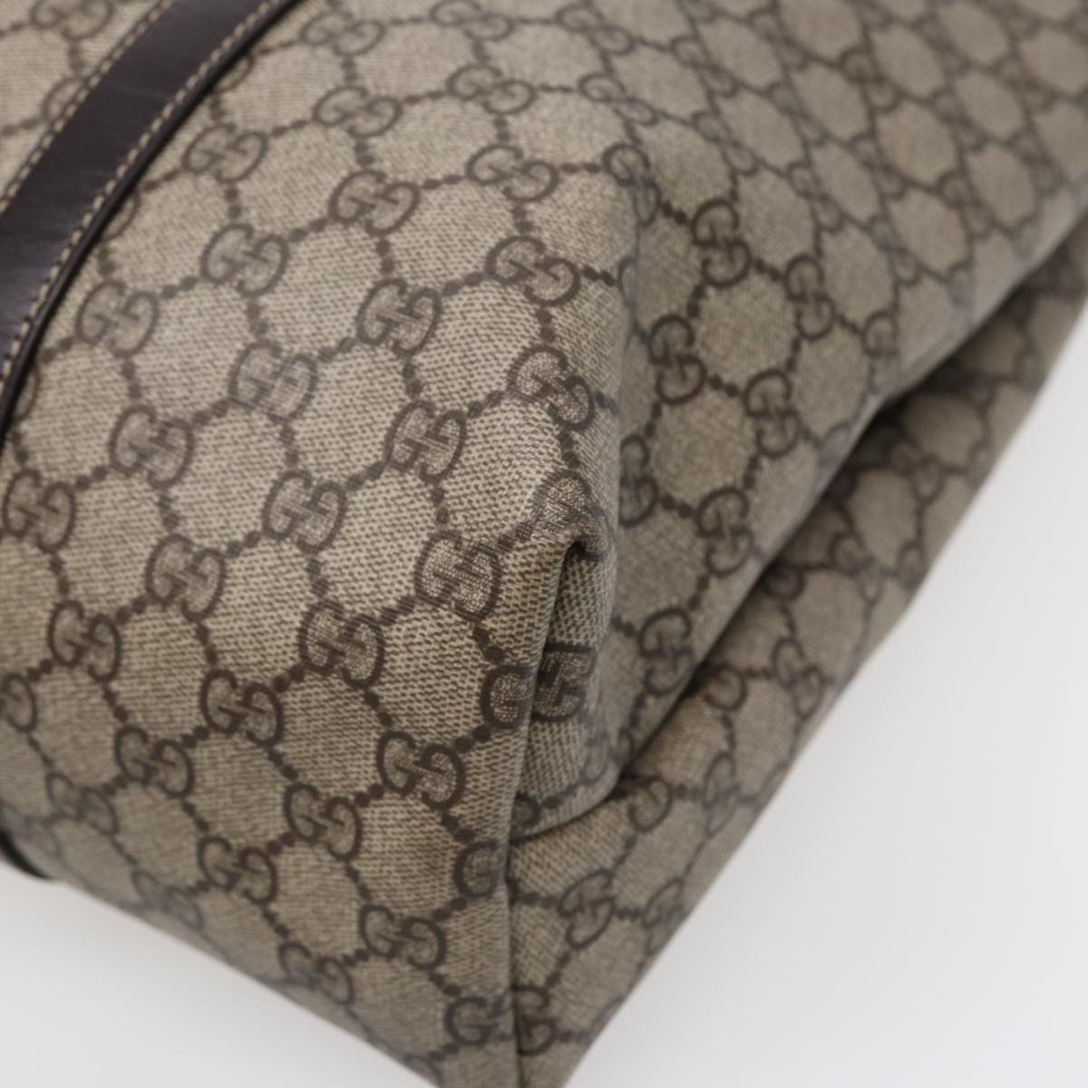 GUCCI GG Supreme Tote Bag PVC Beige Gold 223668 Auth ki4895