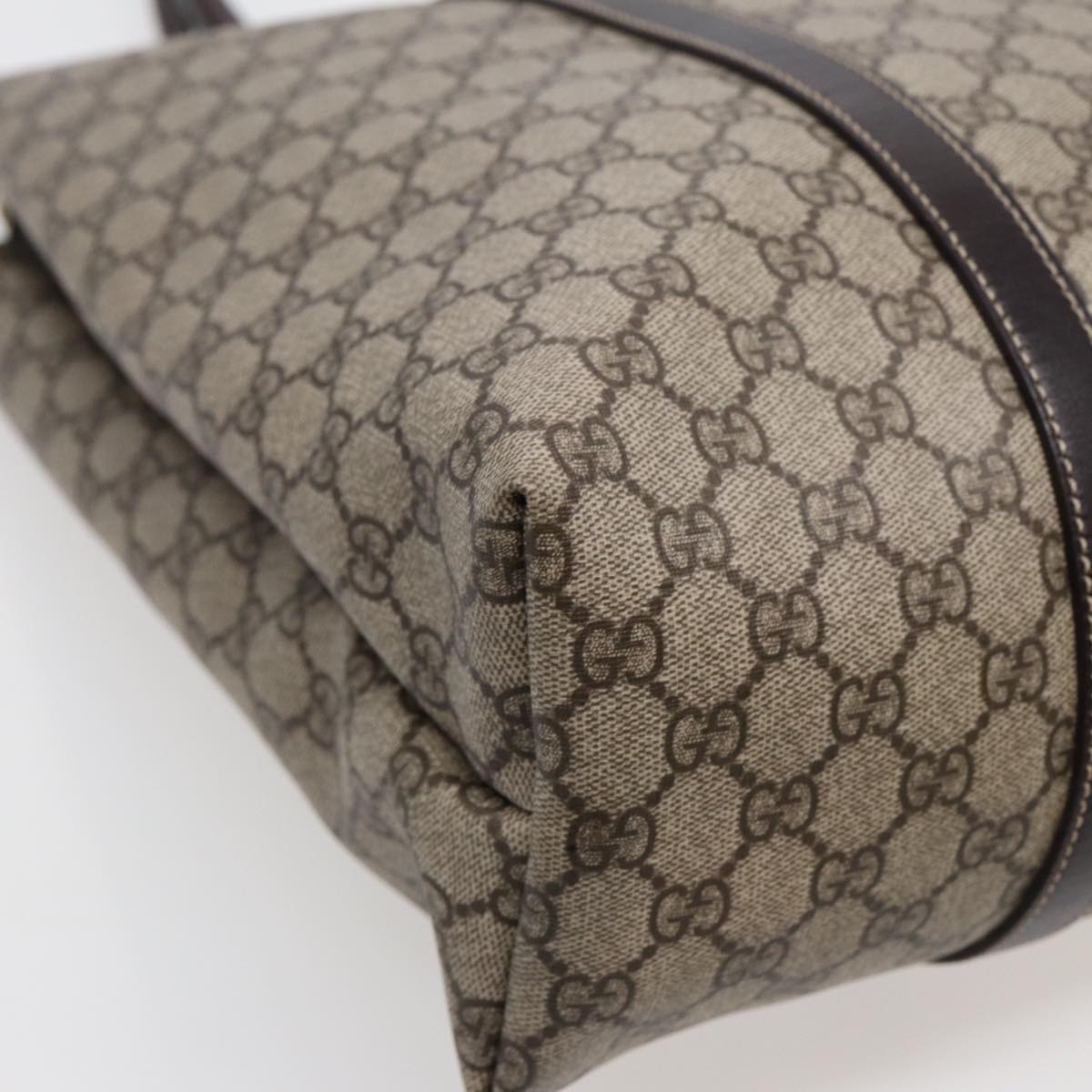 GUCCI GG Supreme Tote Bag PVC Beige Gold 223668 Auth ki4895