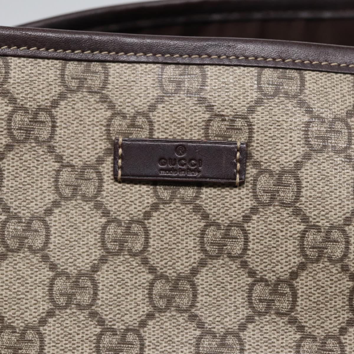 GUCCI GG Supreme Tote Bag PVC Beige Gold 223668 Auth ki4895