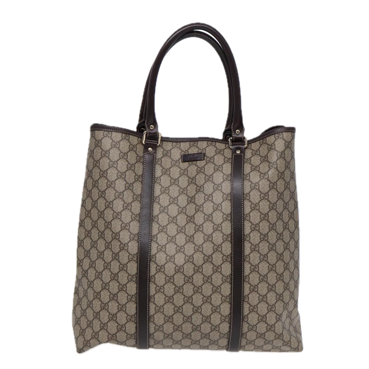 GUCCI GG Supreme Tote Bag PVC Beige Gold 223668 Auth ki4895