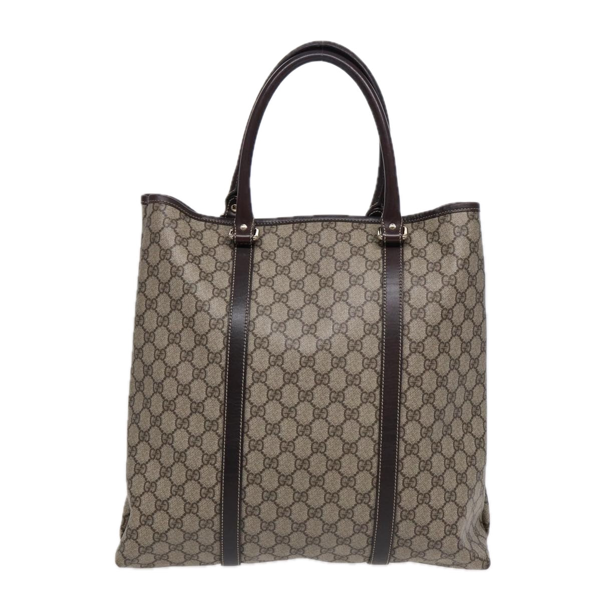 GUCCI GG Supreme Tote Bag PVC Beige Gold 223668 Auth ki4895