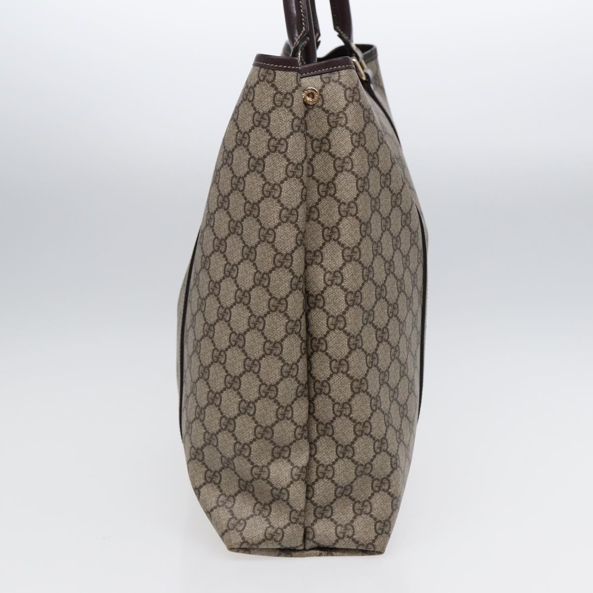 GUCCI GG Supreme Tote Bag PVC Beige Gold 223668 Auth ki4895