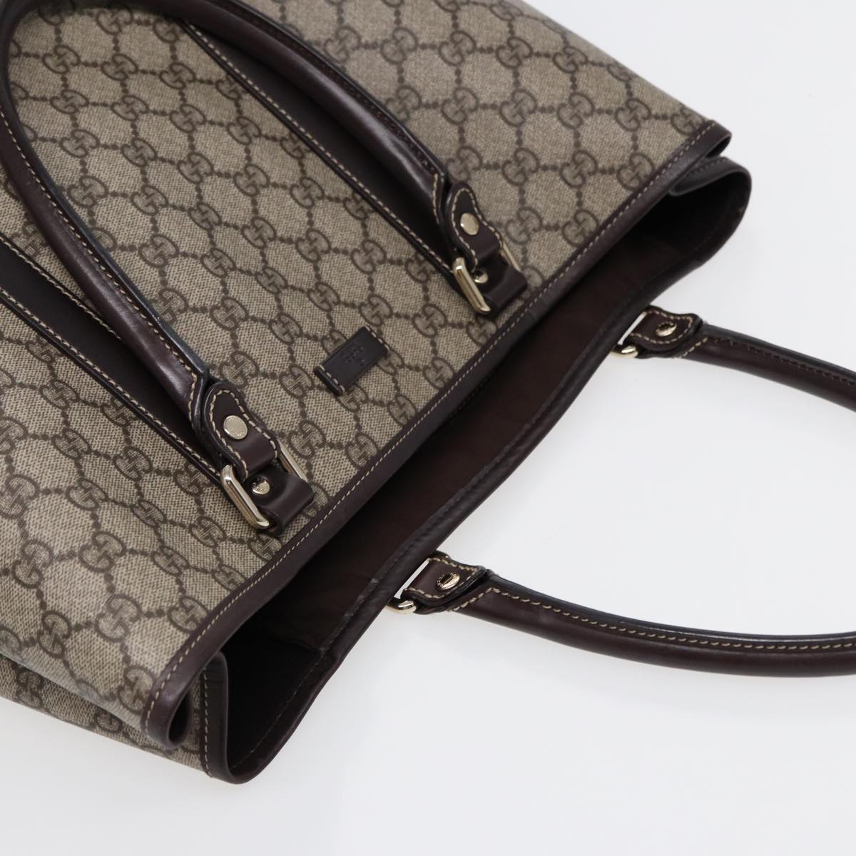 GUCCI GG Supreme Tote Bag PVC Beige Gold 223668 Auth ki4895