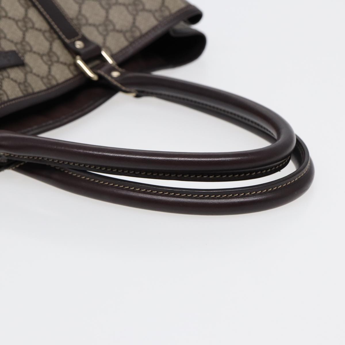 GUCCI GG Supreme Tote Bag PVC Beige Gold 223668 Auth ki4895