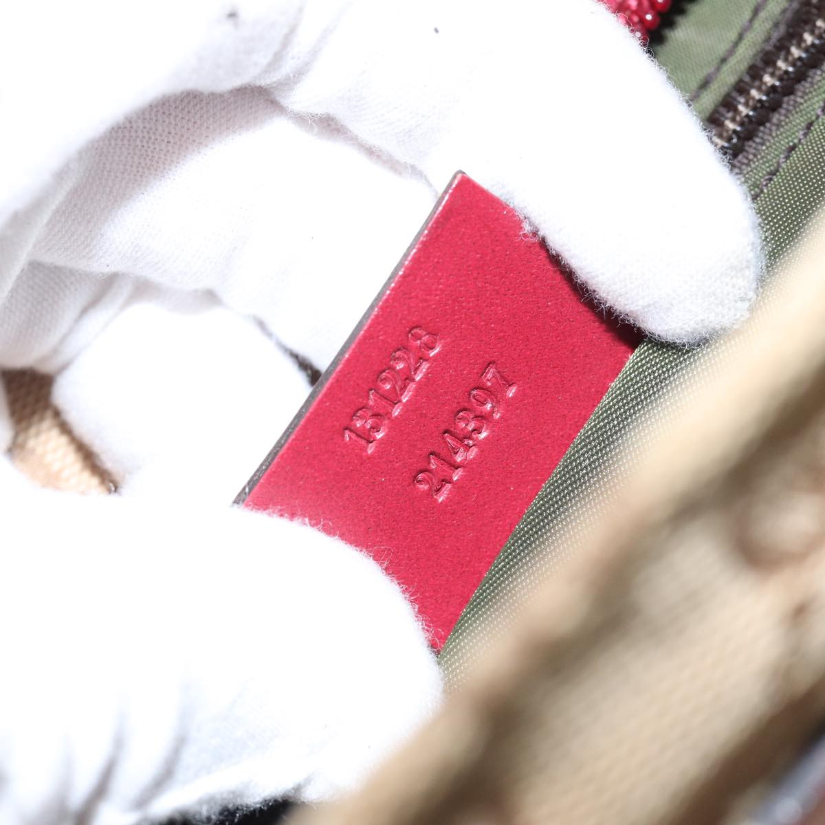 GUCCI GG Canvas Sherry Line Shoulder Bag Beige Red Auth ki4899