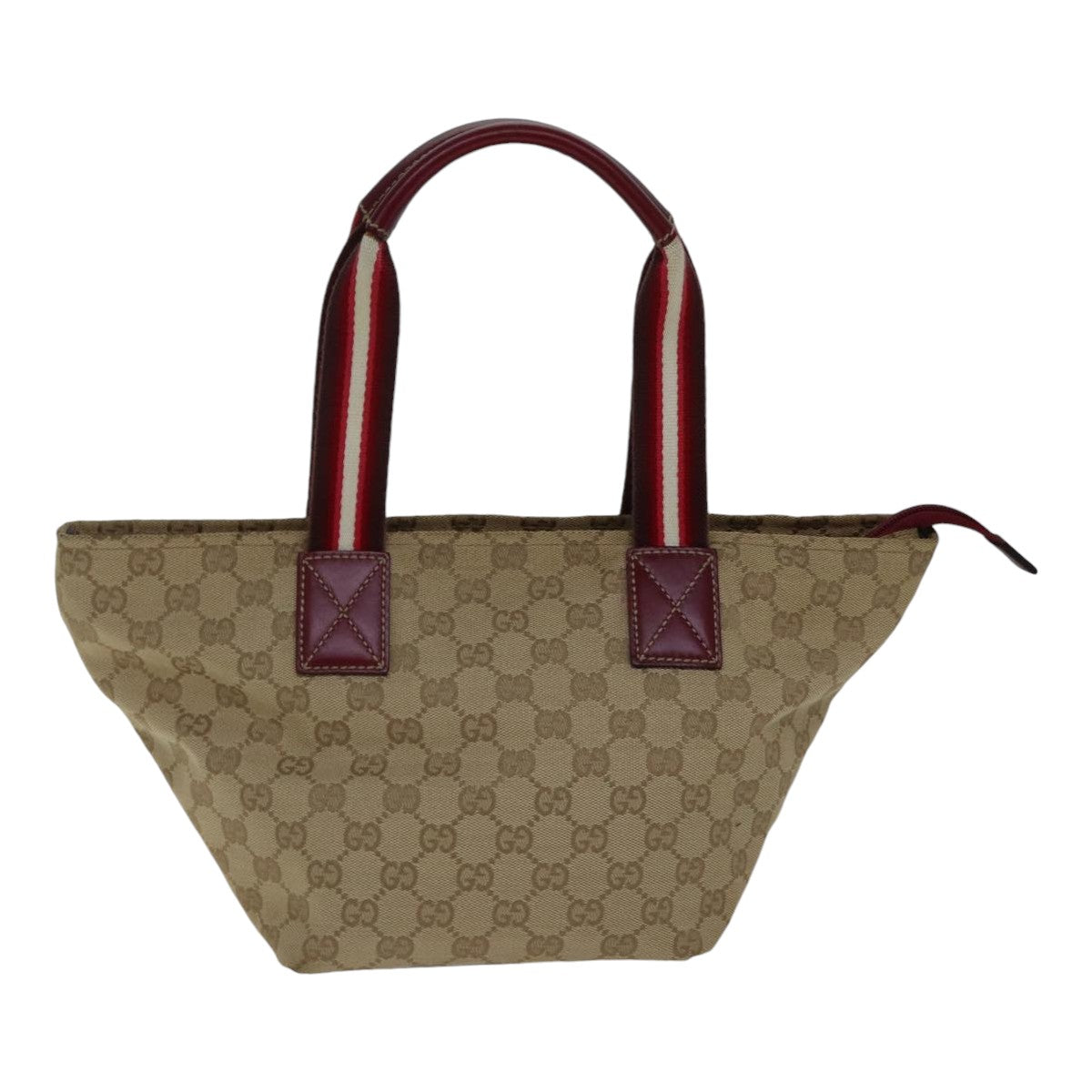 GUCCI GG Canvas Sherry Line Shoulder Bag Beige Red Auth ki4899