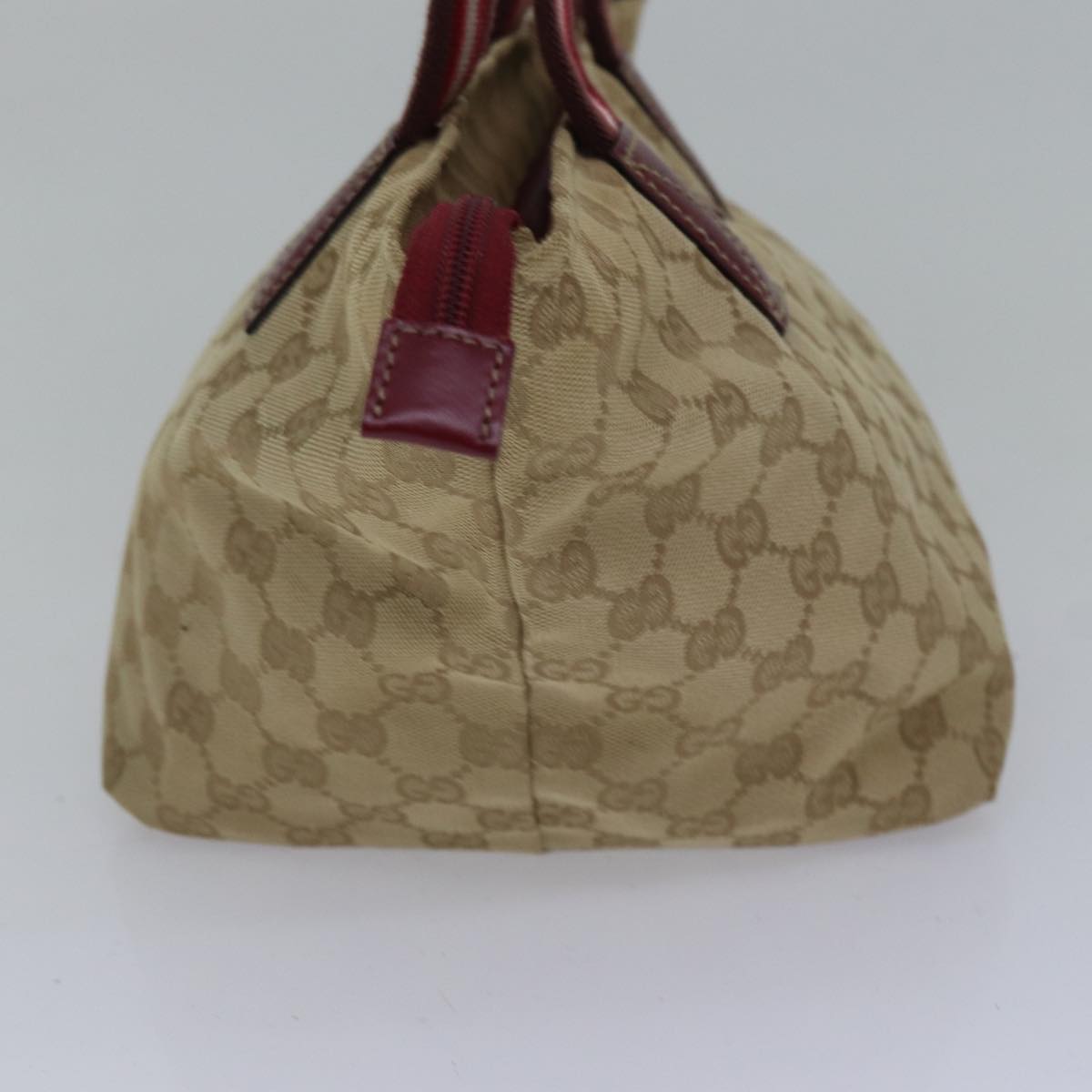 GUCCI GG Canvas Sherry Line Shoulder Bag Beige Red Auth ki4899