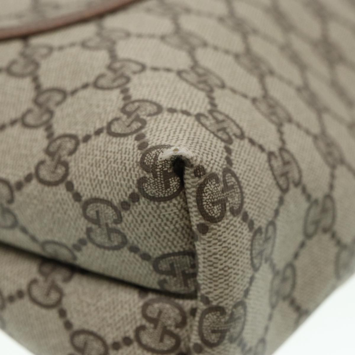 GUCCI GG Canvas Web Sherry Line Tote Bag PVC Leather Beige Green Red Auth kk301