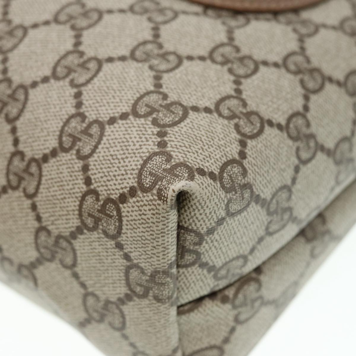 GUCCI GG Canvas Web Sherry Line Tote Bag PVC Leather Beige Green Red Auth kk302
