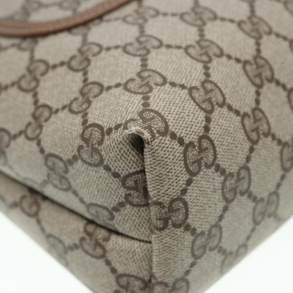 GUCCI GG Canvas Web Sherry Line Tote Bag PVC Leather Beige Green Red Auth kk302