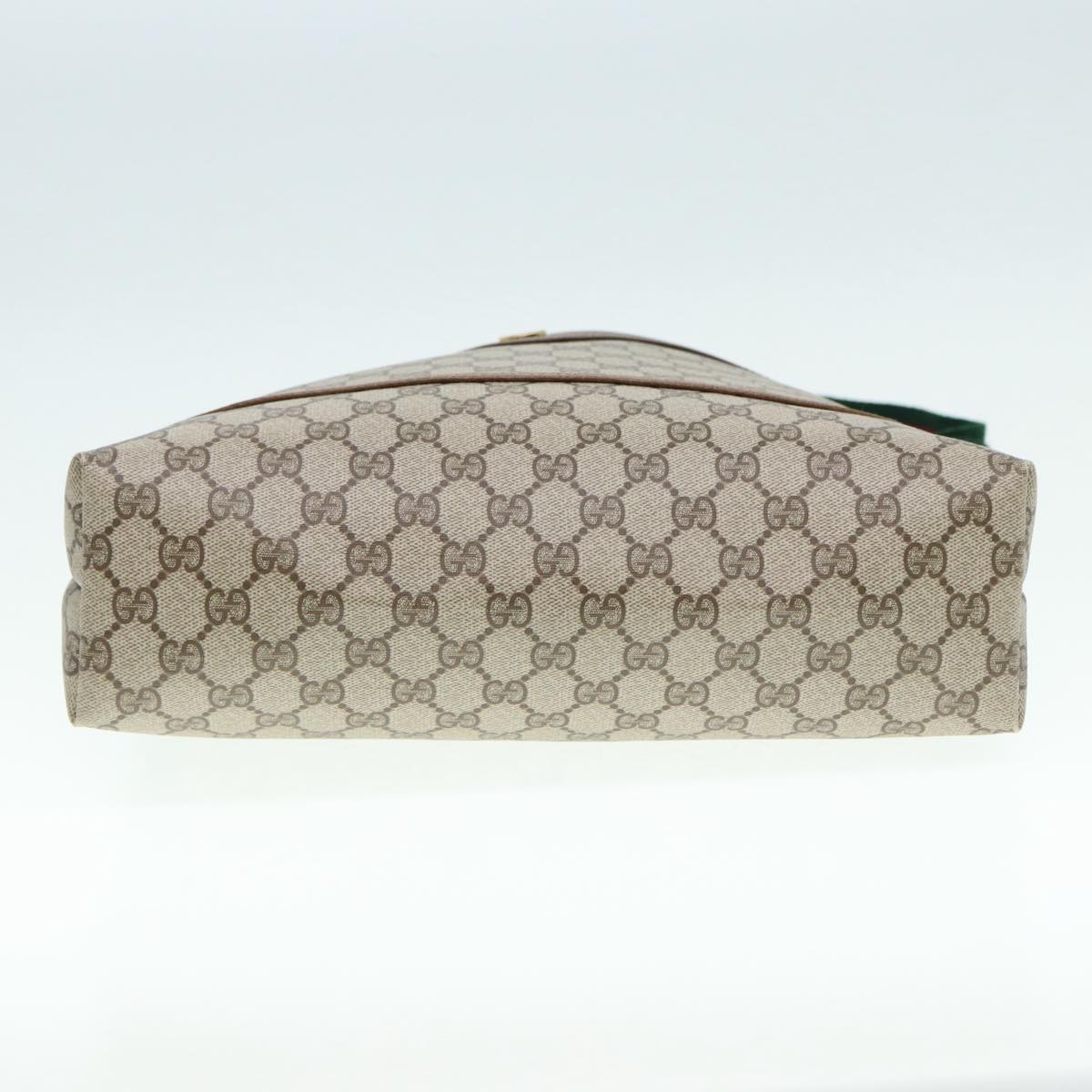 GUCCI GG Canvas Web Sherry Line Tote Bag PVC Leather Beige Green Red Auth kk302
