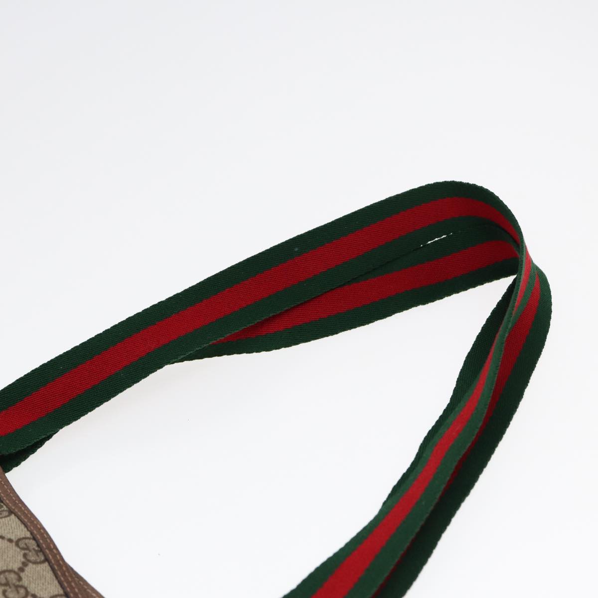 GUCCI GG Canvas Web Sherry Line Tote Bag PVC Leather Beige Green Red Auth kk303