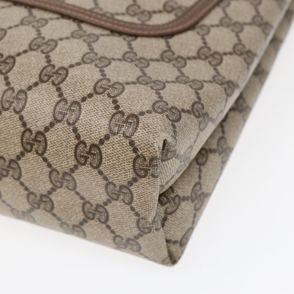 GUCCI GG Canvas Web Sherry Line Tote Bag PVC Leather Beige Green Red Auth kk306