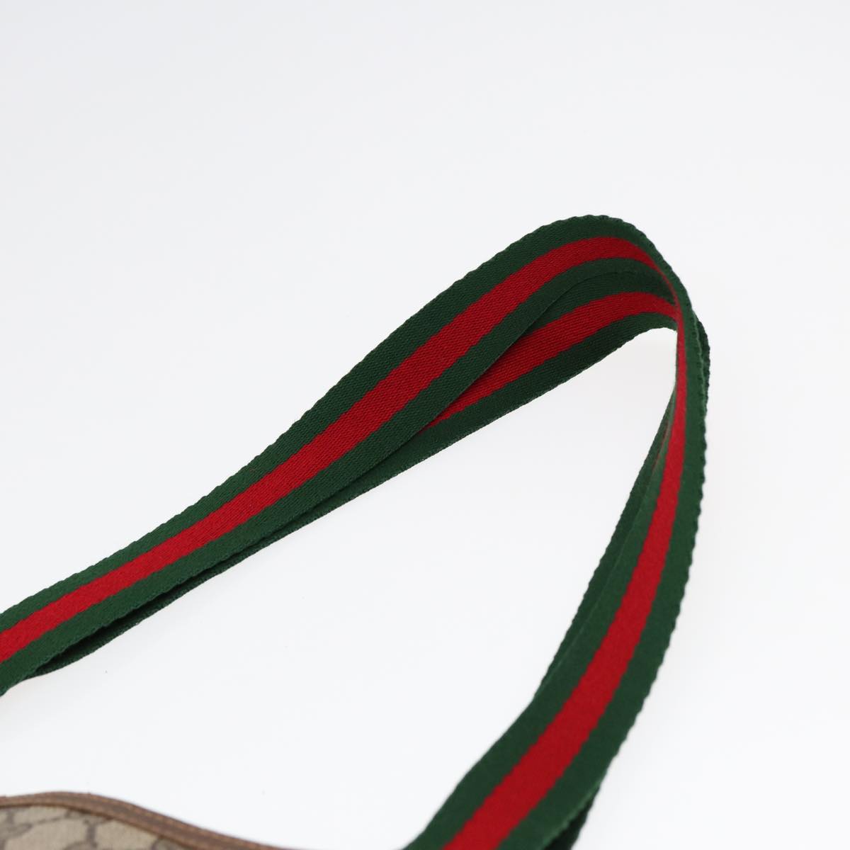 GUCCI GG Canvas Web Sherry Line Tote Bag PVC Leather Beige Green Red Auth kk306