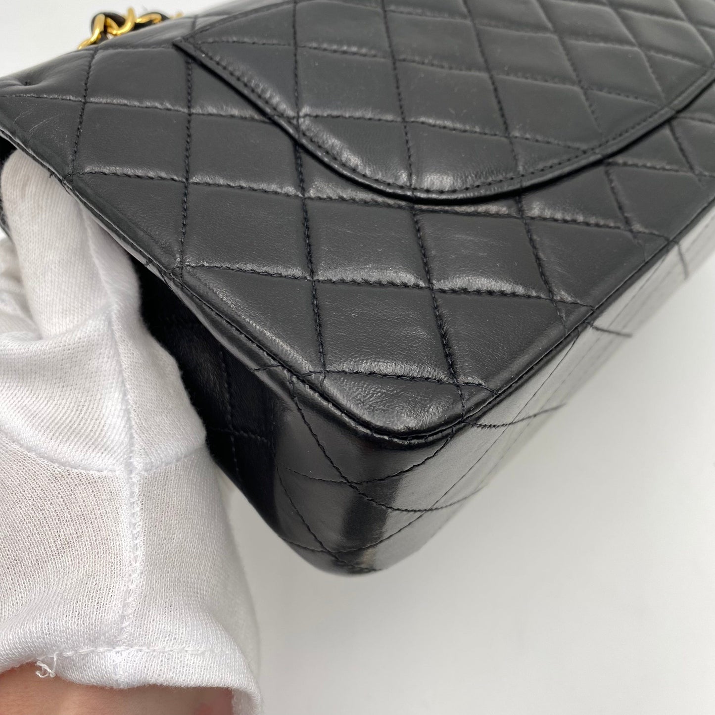 CHANEL VINTAGE CLASSIC FLAP MEDIUM CHAIN SHOULDER BAG BLACK LAMB SKIN 90219630
