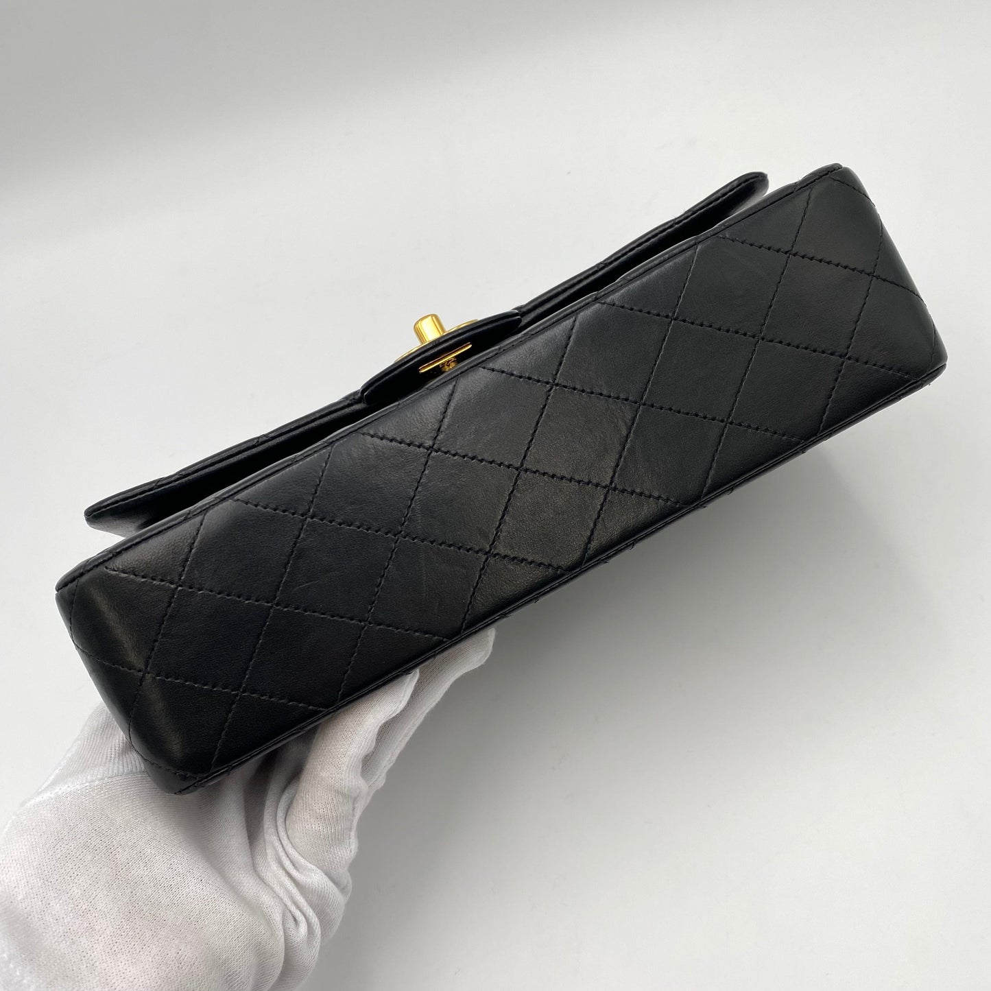 CHANEL VINTAGE CLASSIC FLAP MEDIUM CHAIN SHOULDER BAG BLACK LAMB SKIN 90219630