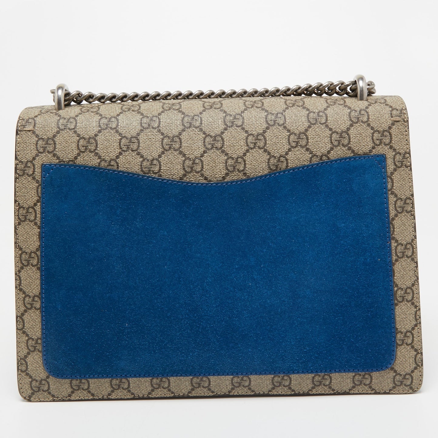 Gucci Beige/Blue GG Supreme Canvas and Suede Medium Dionysus Shoulder Bag