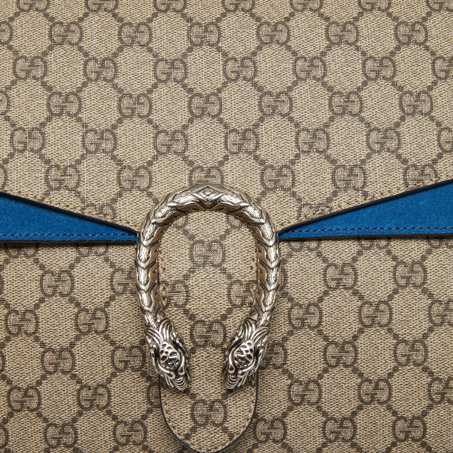 Gucci Beige/Blue GG Supreme Canvas and Suede Medium Dionysus Shoulder Bag