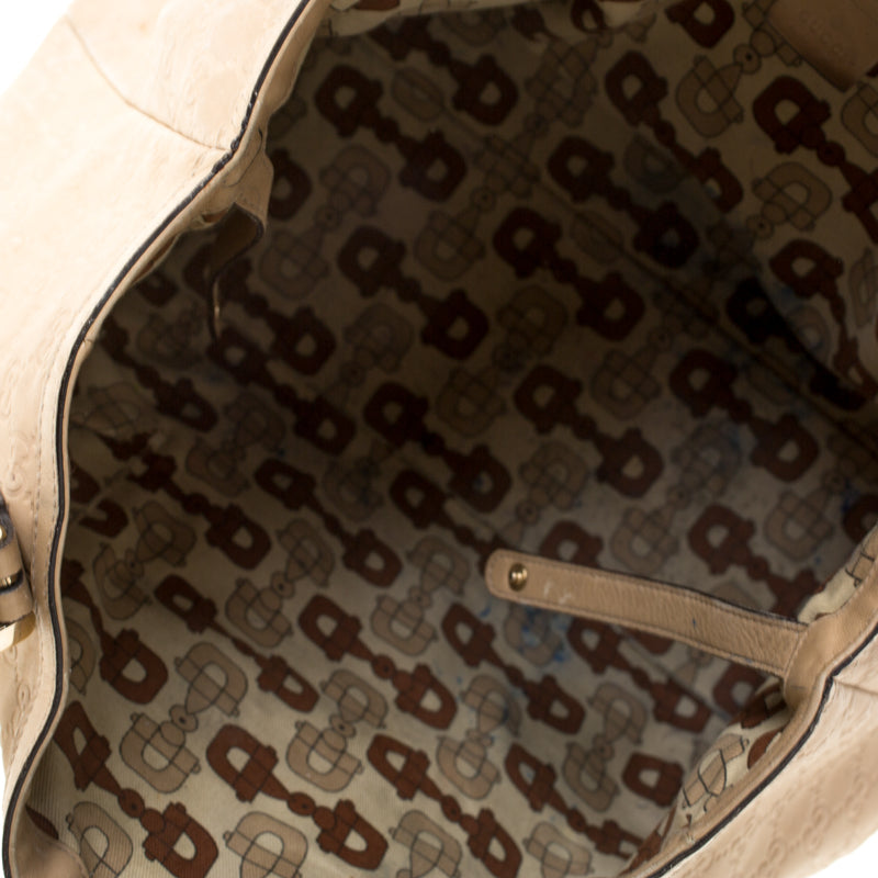 Gucci Beige Leather Medium GG Britt Tote