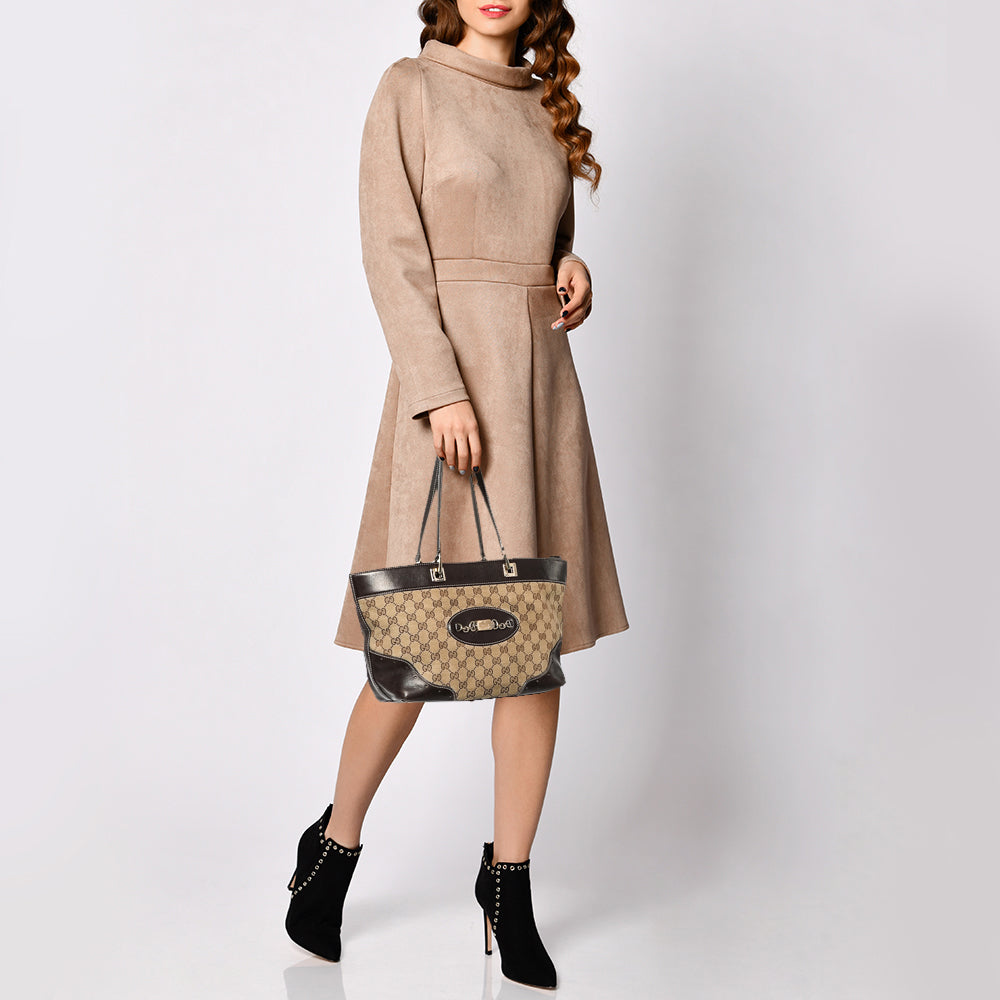 Gucci Beige/Brown GG Canvas and Leather Tote