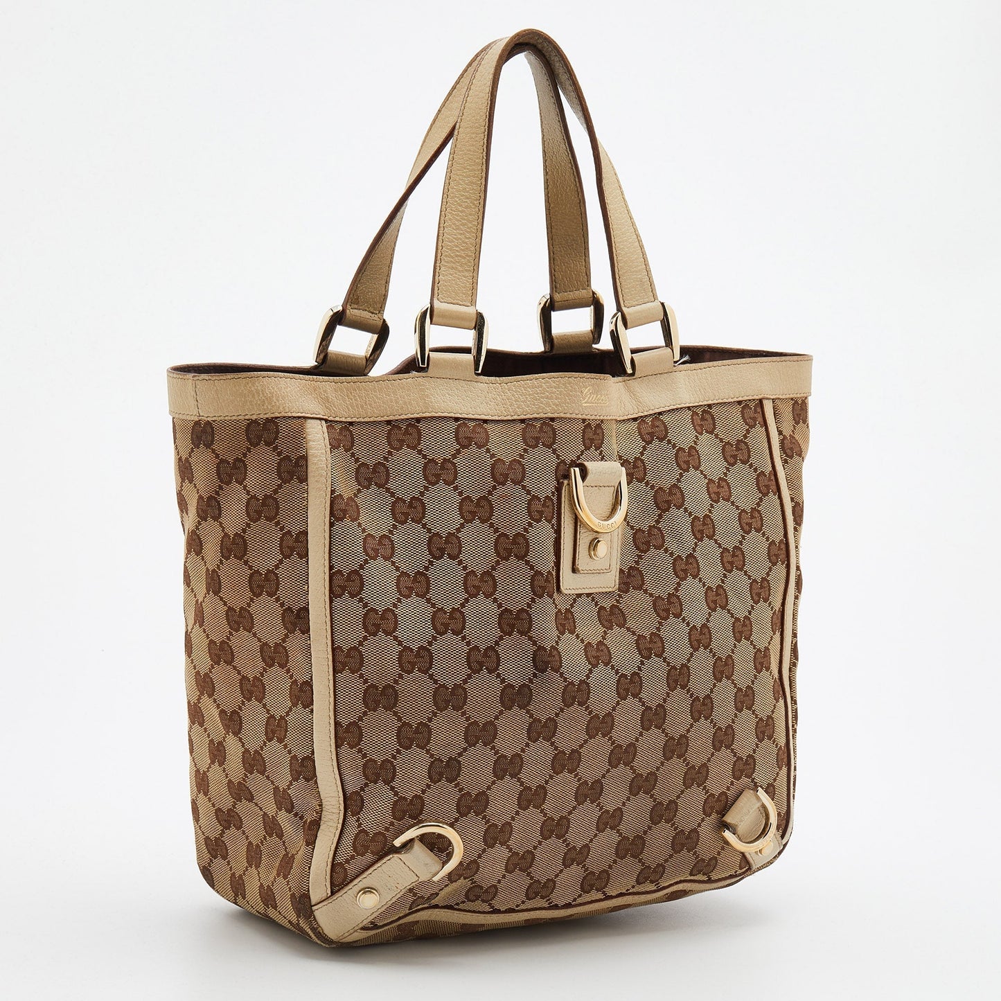 Gucci Beige/Cream GG Canvas And Leather Abbey D-Ring Tote