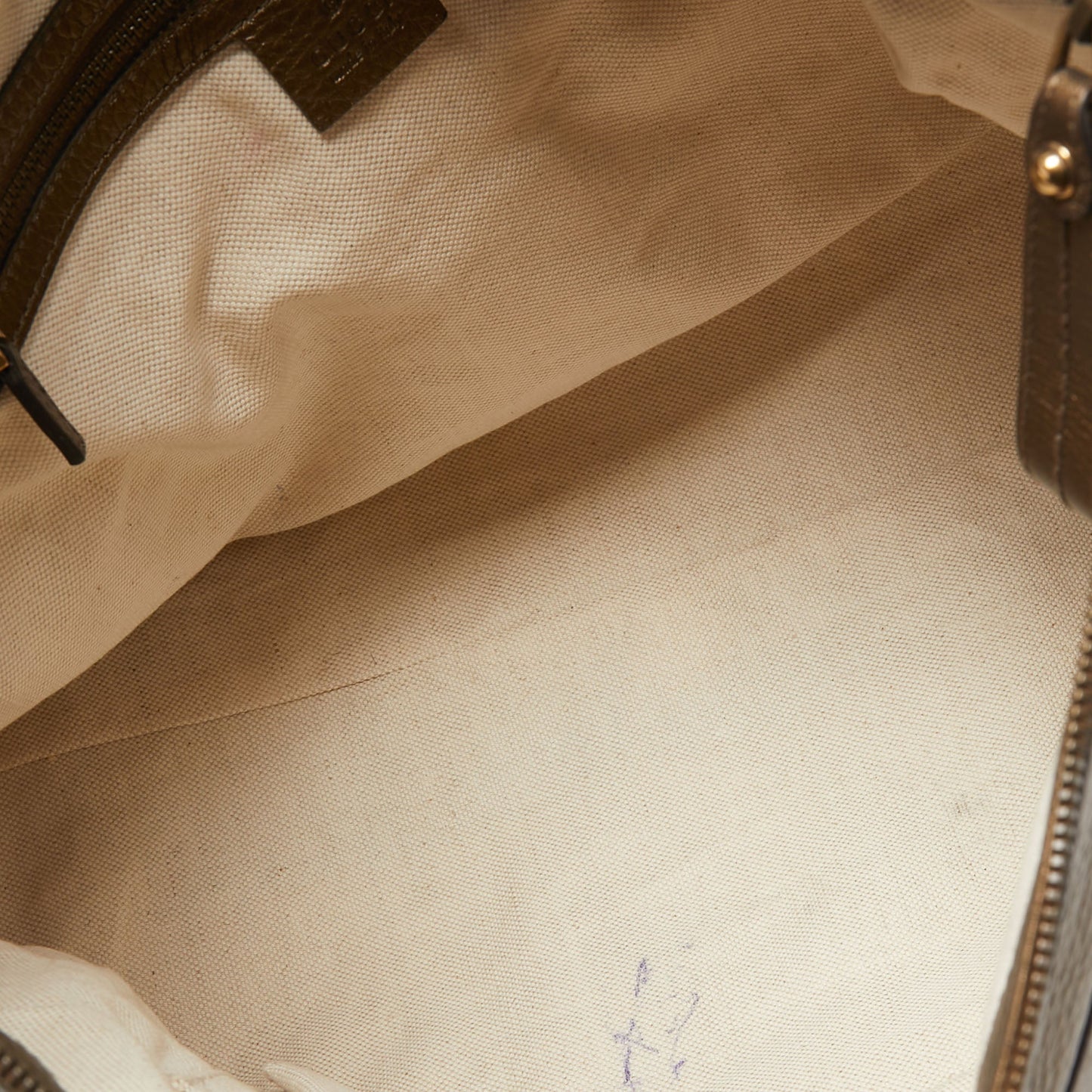 Gucci Metallic Olive Green Leather Medium Ride Tote