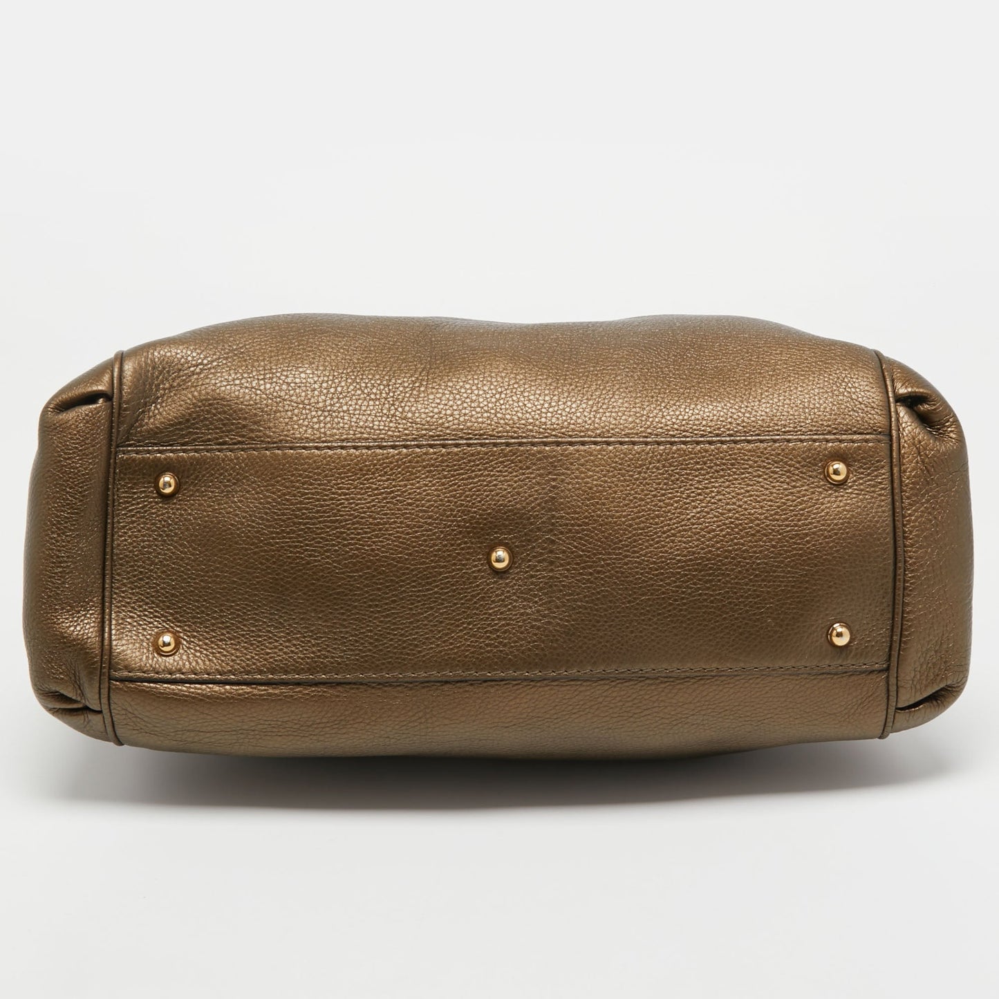 Gucci Metallic Olive Green Leather Medium Ride Tote