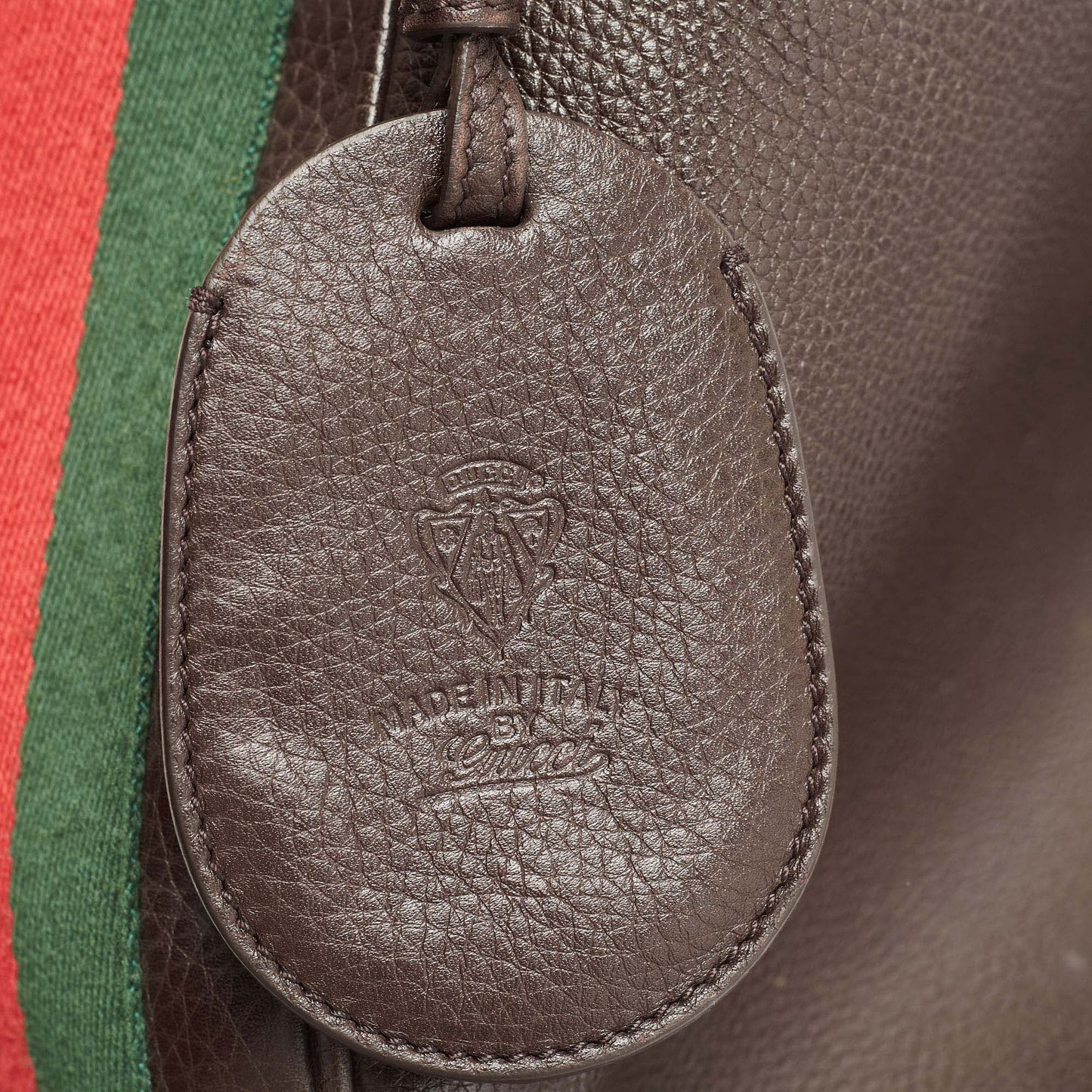 Gucci Dark Brown Leather Web Shoulder Bag