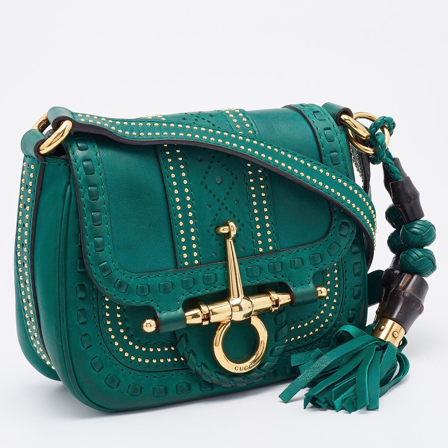 Gucci Green Leather Small Snaffle Bit Shoulder Bag
