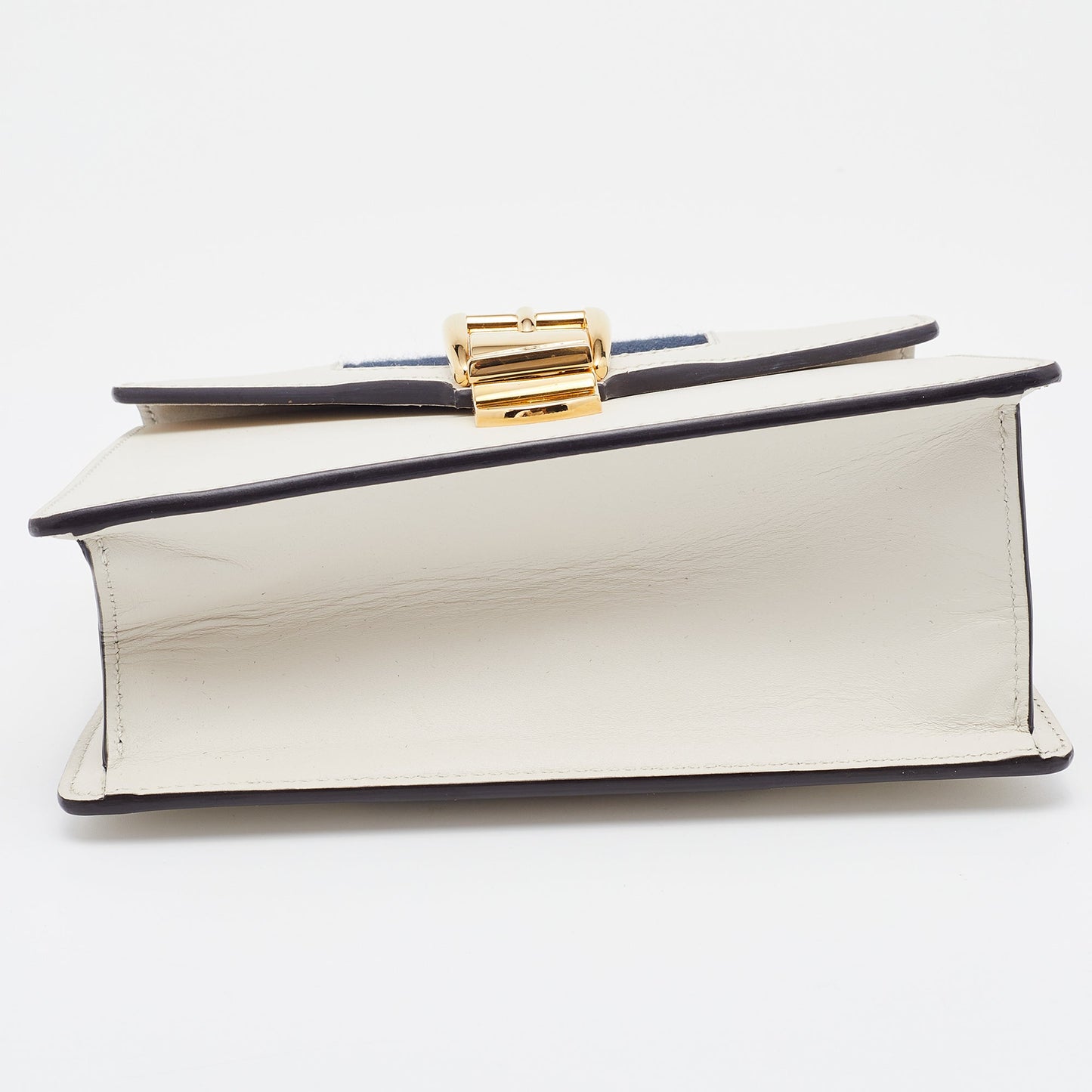 Gucci White Leather Mini Web Sylvie Top Handle Bag