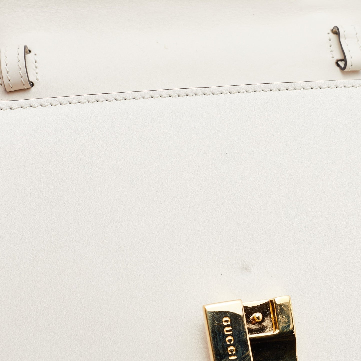 Gucci White Leather Mini Web Sylvie Top Handle Bag